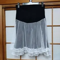 フレアレース スカート ブラック/ホワイトM