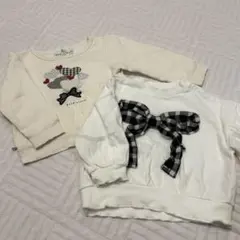 ハート柄　リボン　トレーナー2点セット