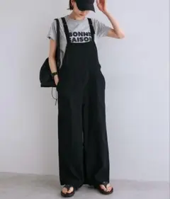 リネン混ワイドベイカーサロペットのサムネイル