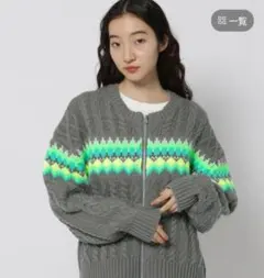 ネオン ノルディックzipカーディガン グレー