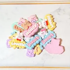 【素材】キュートなアニマル英字のプラパーツ 5種類 各2個 計10個