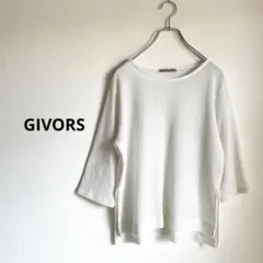GIVORS ジボール 七分袖透け感ニット 白 サイズL