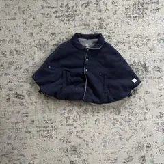 【PETIT BATEAU プチバトー】ネイビー ベビーポンチョ ボタン付