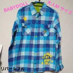 美品★BABYDOLL リバーシブル長袖シャツ チェック柄 王冠 大人Mサイズのサムネイル
