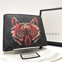 737箱付✨GUCCI✨グッチ 二つ折り財布 GGスプリーム ウルフ ミケーレ期 