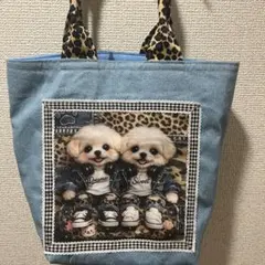 ハンドメイド トートバッグ パネル ワンちゃん - メルカリ