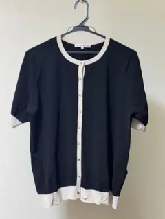 ★23区L★【洗える】レーヨンポリエステルストレッチ 半袖 カーディガン