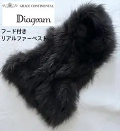 diagram ダイアグラム フード付き リアルファーベスト タヌキ ラビット