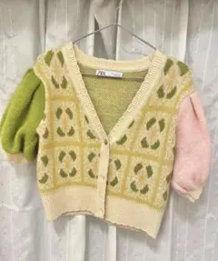 ZARAフラワージャカードニットカーディガン