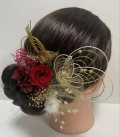 788.成人式　卒業式　水引髪飾り　プリザーブドフラワー