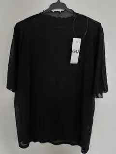 gu ジーユー シアーT(5分袖)Q ブラック 新品タグ付