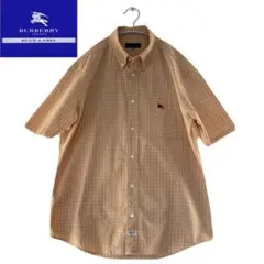 バーバリー ブルーレーベル チェックシャツ L ボタンダウン ベージュ