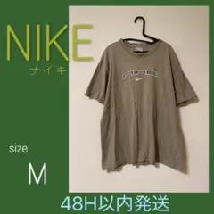 NIKE メンズ ビッグロゴ センターロゴ 半袖 Tシャツ M グレージュ