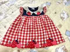 イチゴ刺繍 半袖ワンピース　80cmのサムネイル