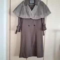 NICE CLAUP　ファーケープ付き ロングコート　ブラウン