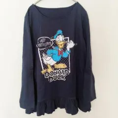 ​【Disney】未使用 ドナルドダック 裾フリル 長袖カットソー LLサイズ