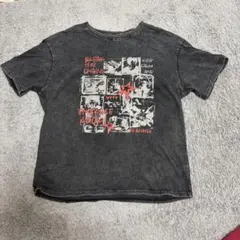 ロックテイスト ロゴプリント 半袖Tシャツ チャコールグレーのサムネイル
