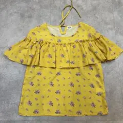 【美品】AS KNOW AS PINKY 花柄 フリルブラウス イエロー