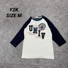 Y2K archive ラグラン 七分袖 Tシャツ チェック切替 M