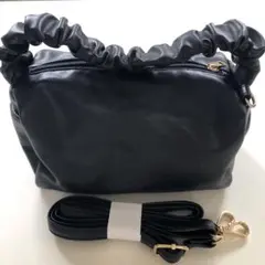 フリルハンドル 黒 ショルダーバッグ