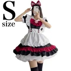 メイド服 コスプレ ロリータ エプロン カチューシャ かわいい リボン Sサイズ