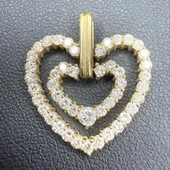 K18 ダブルハート ダイヤモンド ペンダントトップ　1.55ct