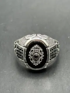 ビンテージ風オーバルリング –ブラック24号