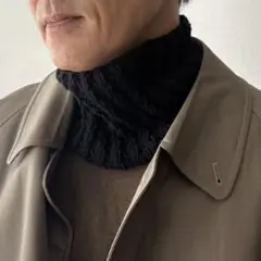 メリノウールとベビーアルパカのネックウォーマー ブラック メンズ ニット　春先