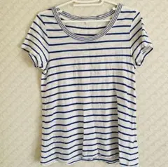 ブルー＆ホワイト　ストライプ 半袖 Tシャツ