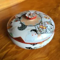 【時代物】九谷焼 蓋物 花つまみ 内絵あり 里帰り KUTANI 大正昭和レトロのサムネイル