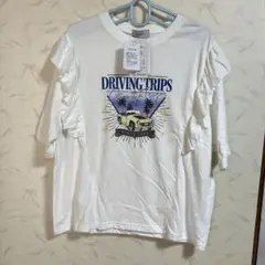 新品肩フリル袖Tシャツ　M ホワイト アベイルのサムネイル
