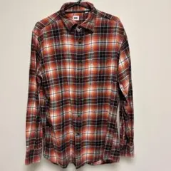 UNIQLO オレンジ系チェック ネルシャツ L
