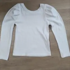 GU ホワイト リブ編み 長袖Tシャツ S