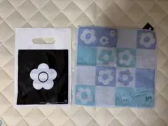 MARY QUANT タオルハンカチ ブルー系 チェック柄