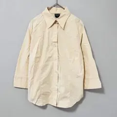 ◉UNIQLO　5分袖コットンシャツ　イエロー×無地　Ｍ　ボタンアップ