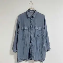 【gleam】グレー 長袖シャツ ブラウス ポケット付き