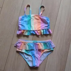 女の子用セパレート水着 110cm ストライプ