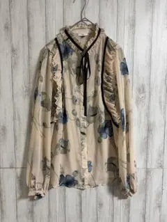 Sov. ボウタイフラワーシフォンブラウスのサムネイル