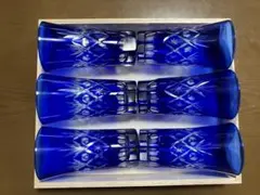 切子グラス　ブルー　６点セット