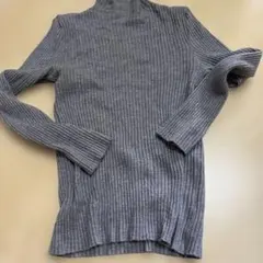 グレー リブ編み 長袖セーター