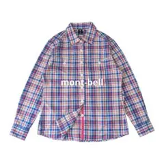 美品 mont-bell モンベル 長袖チェックシャツ XS ブルー系