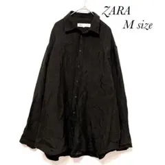 ZARA 長袖 シャツ オーバーサイズ ゆるめ M 羽織り シワ加工 a0365