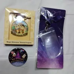 香港ディズニー チップ&デール メダル & 年パスカードホルダー & 缶バッチ