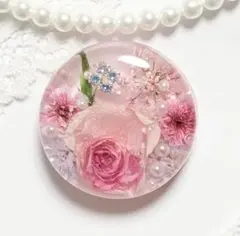 673可憐な♡レジンヘアゴム ピンクローズ＆ピンクブーケ