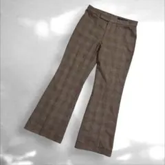 ラルフローレンRalph Lauren チェック柄 フレアパンツ　ベージュ（B3