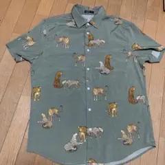 SHEIN レオパード柄 半袖シャツ カーキ