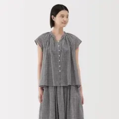 強撚ボイル　フレンチスリーブブラウス