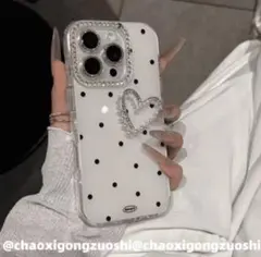 【週末割‼️ラスト2点‼️】ピンクiPhone15ケースドット柄 ハートキラキラ