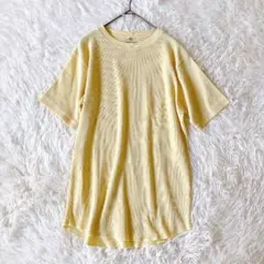 イッカ Tシャツ 半袖 ワッフル M イエロー 通気性 カジュアル 春夏 綿混のサムネイル