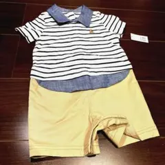 【新品タグ付き】baby GAP ロンパース 70男の子 半袖 夏服